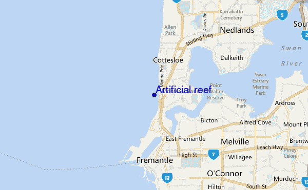mapa de ubicación de Artificial reef