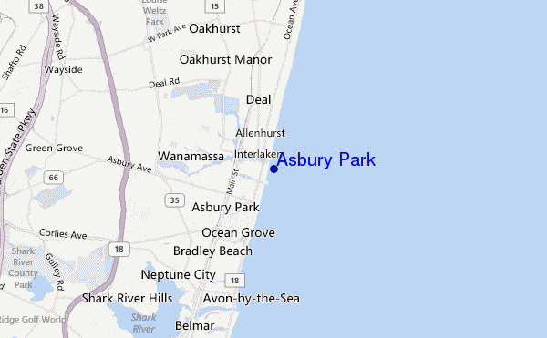 mapa de ubicación de Asbury Park