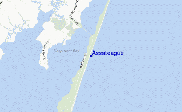mapa de ubicación de Assateague