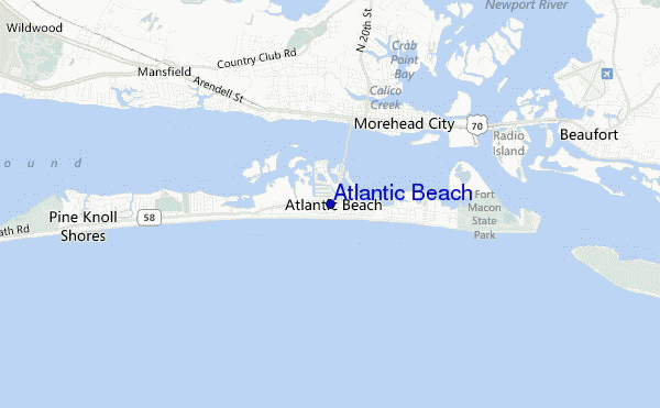 mapa de ubicación de Atlantic Beach