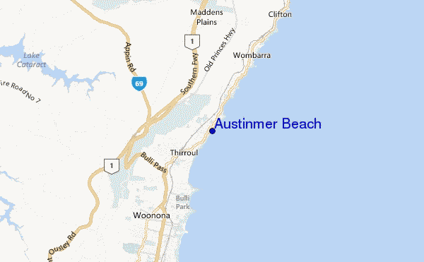 mapa de ubicación de Austinmer Beach