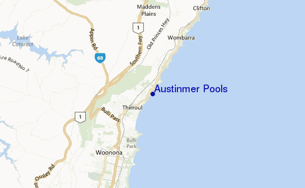 mapa de ubicación de Austinmer Pools