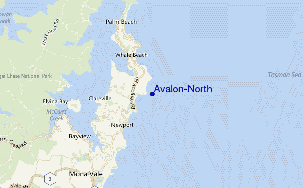 mapa de ubicación de Avalon-North