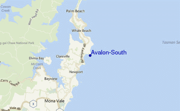 mapa de ubicación de Avalon-South