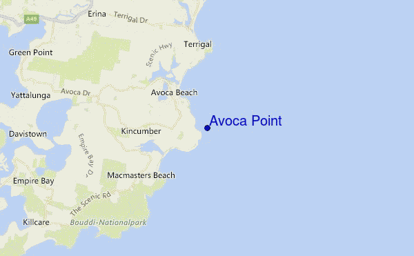 mapa de ubicación de Avoca Point