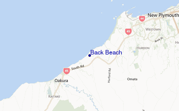 mapa de ubicación de Back Beach