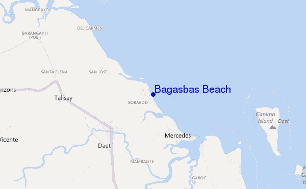 mapa de ubicación de Bagasbas Beach