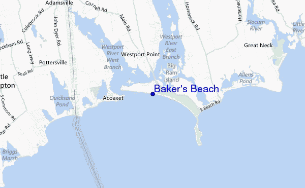 mapa de ubicación de Baker s Beach