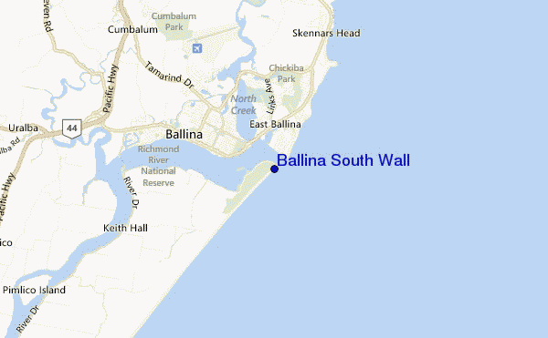 mapa de ubicación de Ballina South Wall