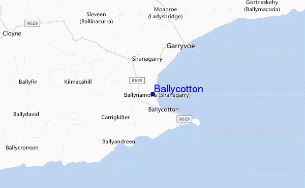 mapa de ubicación de Ballycotton