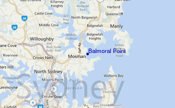 mapa de ubicación de Balmoral Point