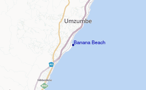 mapa de ubicación de Banana Beach