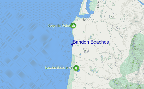mapa de ubicación de Bandon Beaches