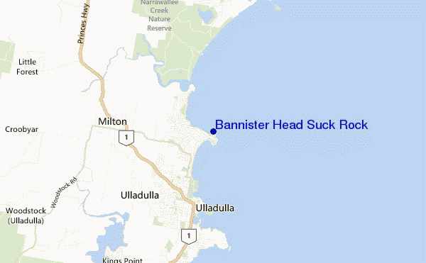 mapa de ubicación de Bannister Head Suck Rock