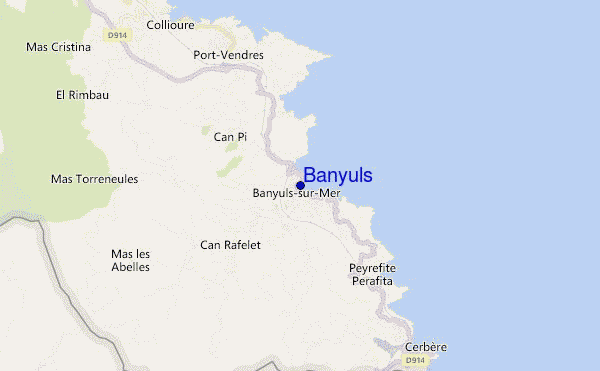 mapa de ubicación de Banyuls