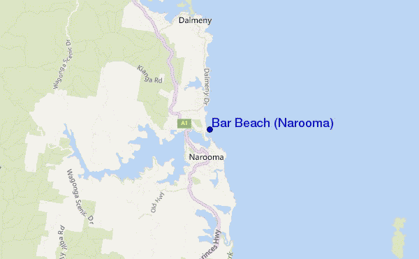mapa de ubicación de Bar Beach (Narooma)