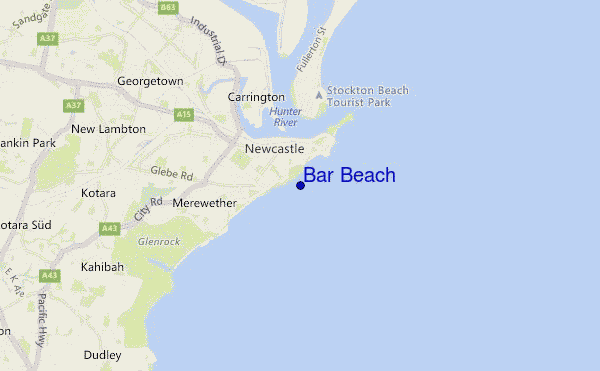 mapa de ubicación de Bar Beach