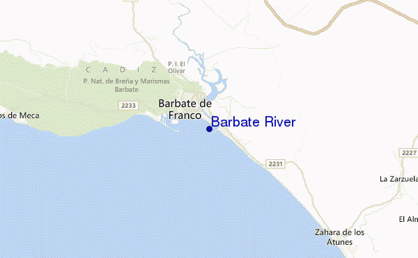 mapa de ubicación de Barbate River
