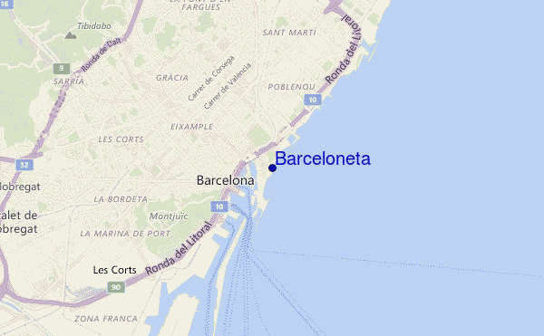 mapa de ubicación de Barceloneta