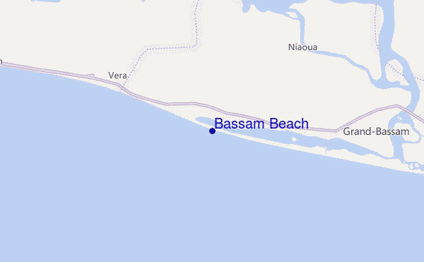 mapa de ubicación de Bassam Beach