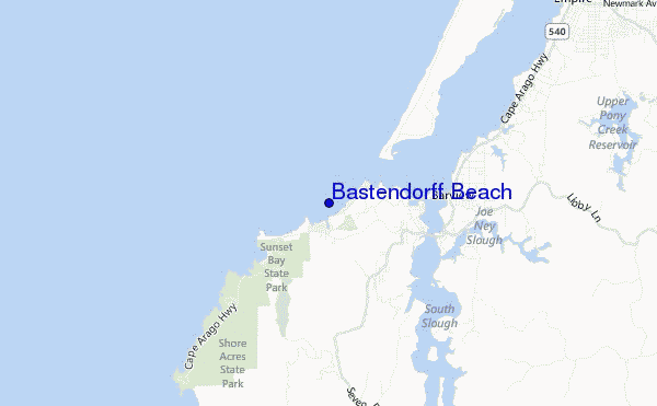 mapa de ubicación de Bastendorff Beach