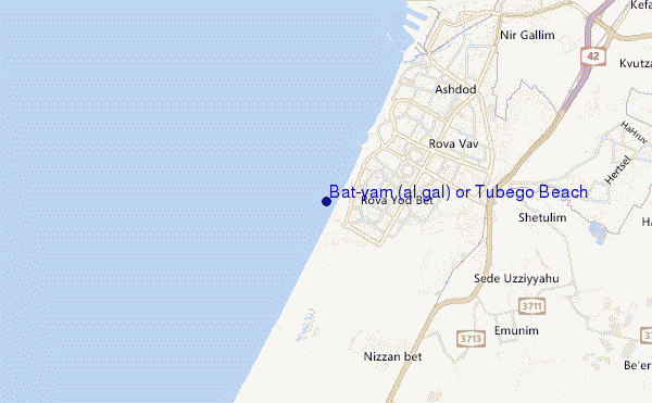 mapa de ubicación de Bat-yam (al gal) or Tubego Beach