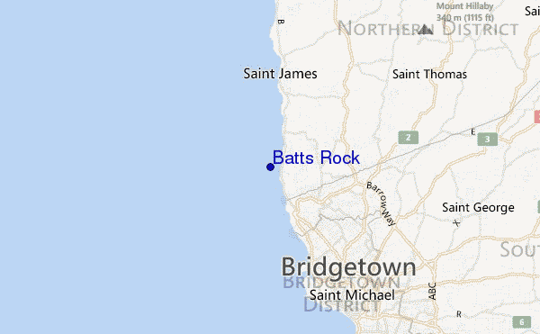 mapa de ubicación de Batts Rock