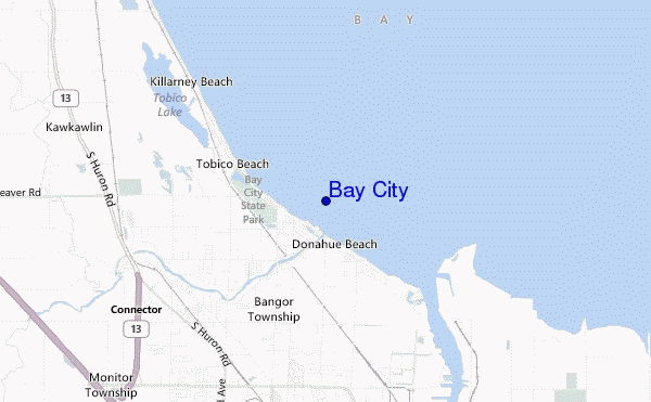 mapa de ubicación de Bay City