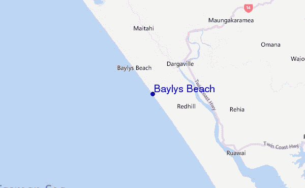 Baylys Beach Location Map