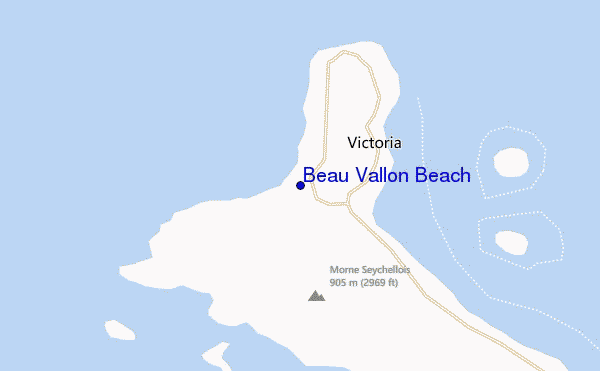 mapa de ubicación de Beau Vallon Beach