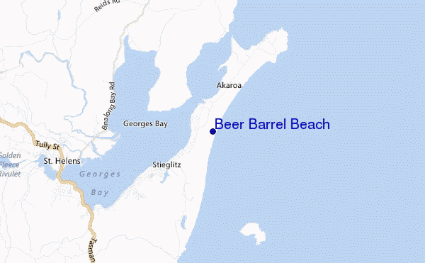 mapa de ubicación de Beer Barrel Beach