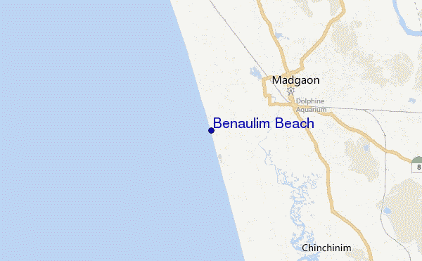 mapa de ubicación de Benaulim Beach