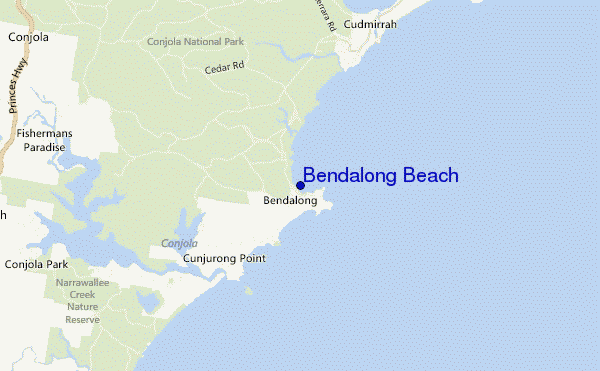 mapa de ubicación de Bendalong Beach