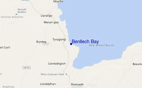 mapa de ubicación de Benllech Bay