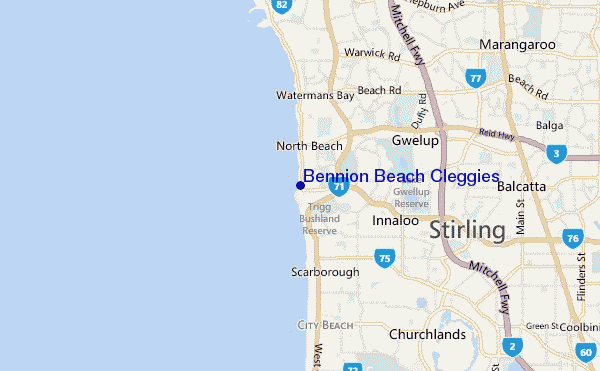 mapa de ubicación de Bennion Beach Cleggies