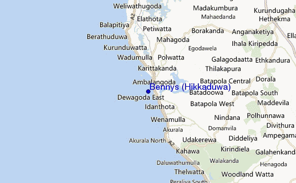 mapa de ubicación de Bennys (Hikkaduwa)