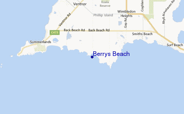 mapa de ubicación de Berrys Beach