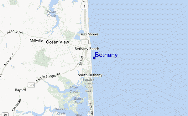 mapa de ubicación de Bethany