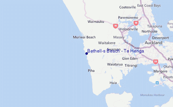 Bethell's Beach / Te Henga Location Map