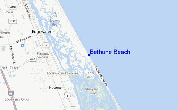 mapa de ubicación de Bethune Beach