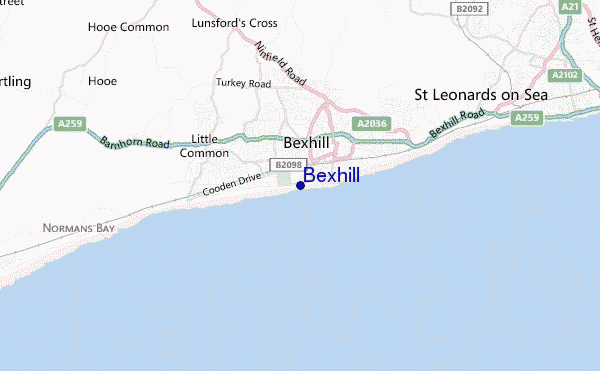 mapa de ubicación de Bexhill