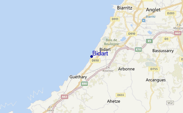 mapa de ubicación de Bidart