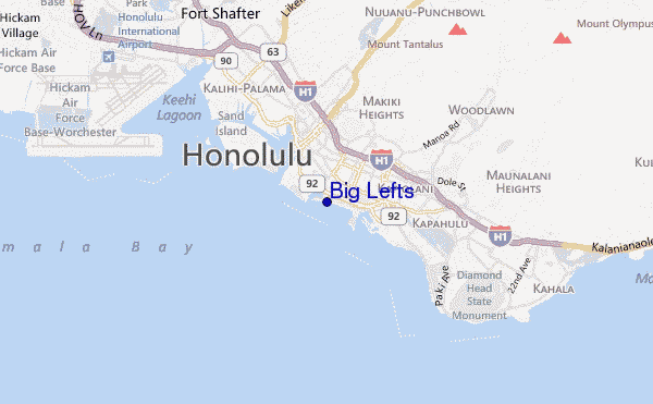 mapa de ubicación de Big Lefts
