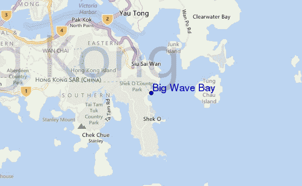mapa de ubicación de Big Wave Bay