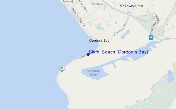 mapa de ubicación de Bikini Beach (Gordon's Bay)