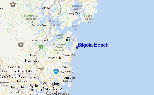 Bilgola Beach Location Map