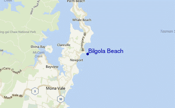 mapa de ubicación de Bilgola Beach