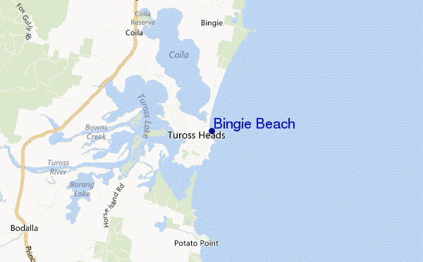 mapa de ubicación de Bingie Beach