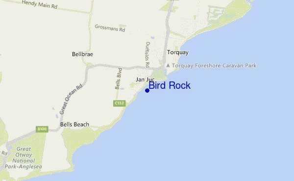 mapa de ubicación de Bird Rock