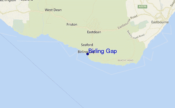 mapa de ubicación de Birling Gap